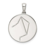 Libra Constellation Symbol With CZ Stars Charm Pendant in Real 925 Sterling Silver