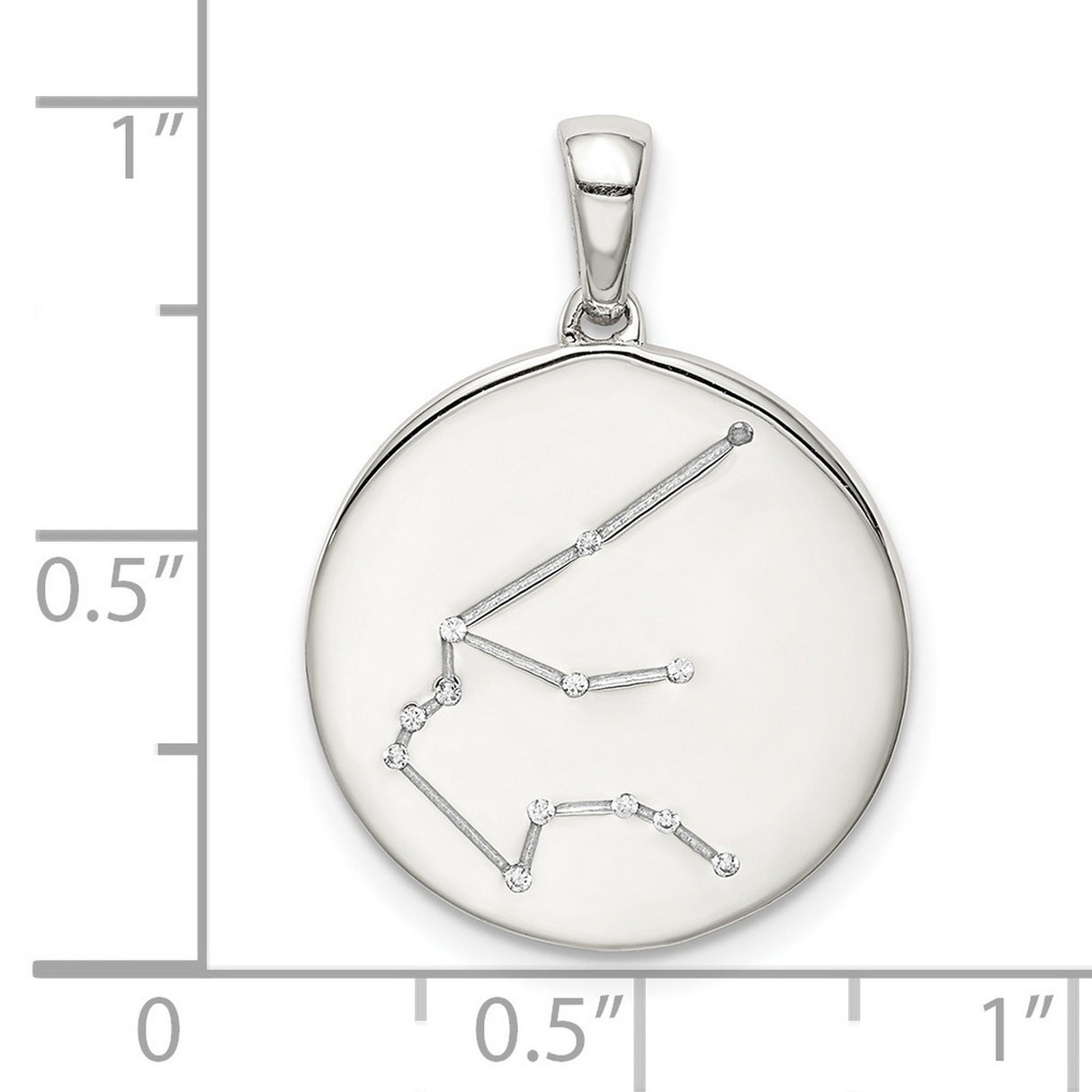 Aquarius Constellation Symbol With CZ Stars Charm Pendant in Real 925 Sterling Silver