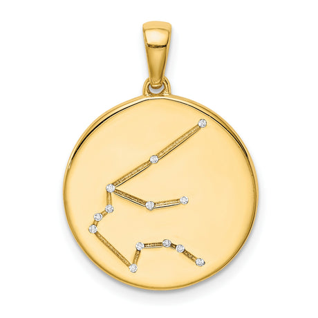 Aquarius Constellation Symbol With CZ Stars Charm Pendant in Real 925 Sterling SIlver