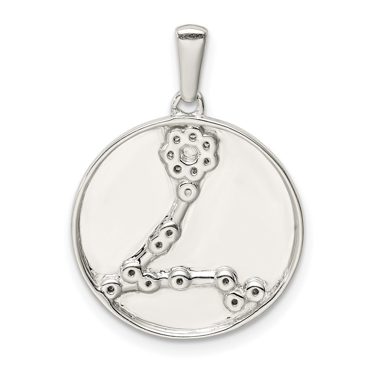 Pisces Constellation Symbol With CZ Stars Charm Pendant in Real 925 Sterling Silver