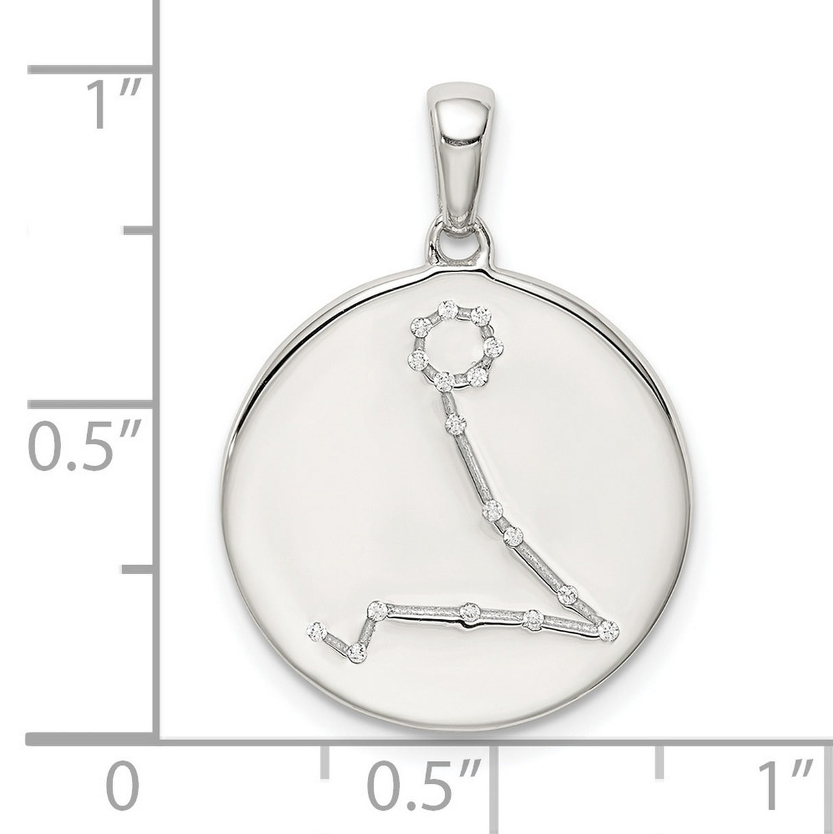 Pisces Constellation Symbol With CZ Stars Charm Pendant in Real 925 Sterling Silver