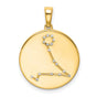 Pisces Constellation Symbol With CZ Stars Charm Pendant in Real 925 Sterling SIlver