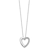 CZ Heart Ash Holder 18 inch Necklace Charm Pendant in Real 925 Sterling Silver