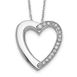 CZ Heart Ash Holder 18 inch Necklace Charm Pendant in Real 925 Sterling Silver