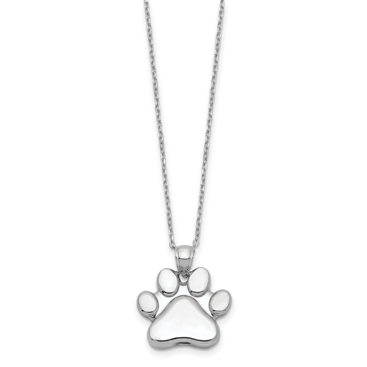 Paw Print Ash Holder 18 inch Necklace Charm Pendant in Real 925 Sterling Silver