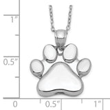 Paw Print Ash Holder 18 inch Necklace Charm Pendant in Real 925 Sterling Silver