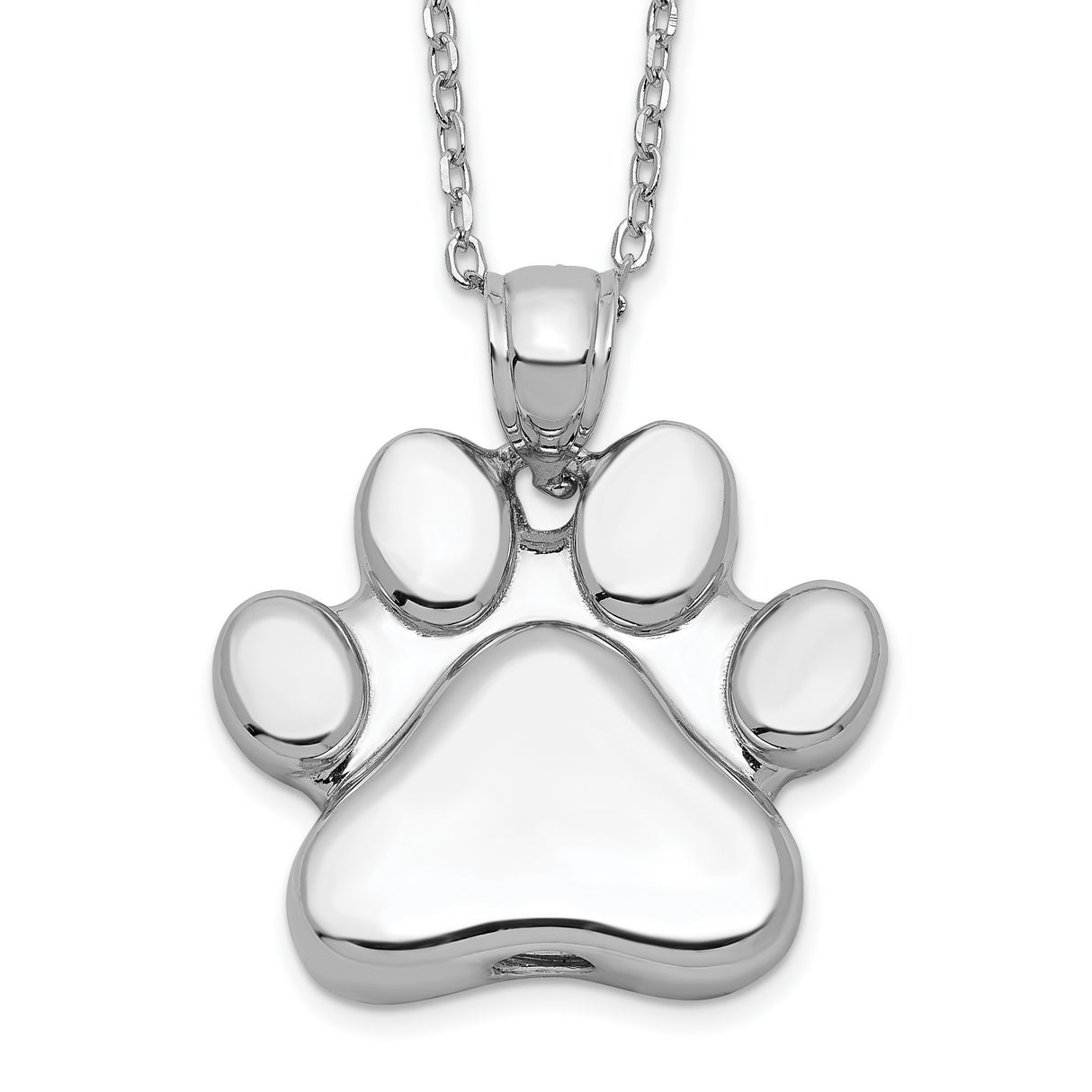 Paw Print Ash Holder 18 inch Necklace Charm Pendant in Real 925 Sterling Silver