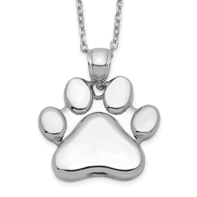 Paw Print Ash Holder 18 inch Necklace Charm Pendant in Real 925 Sterling Silver