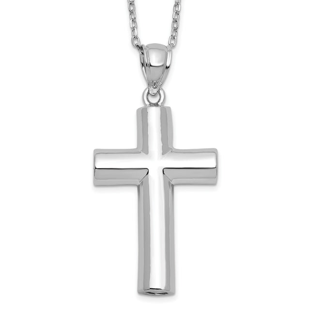 Cross Ash Holder 18 inch Necklace Charm Pendant in Real 925 Sterling Silver