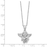 CZ April Birthstone Angel Ash Holder 18 inch Necklace Charm Pendant in Real 925 Sterling Silver