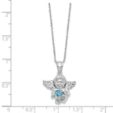 CZ Dec Birthstone Angel Ash Holder 18 inch Necklace Charm Pendant in Real 925 Sterling Silver