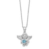 CZ Dec Birthstone Angel Ash Holder 18 inch Necklace Charm Pendant in Real 925 Sterling Silver