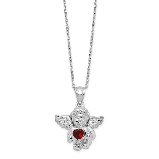 CZ Jan Birthstone Angel Ash Holder 18 inch Necklace Charm Pendant in Real 925 Sterling Silver