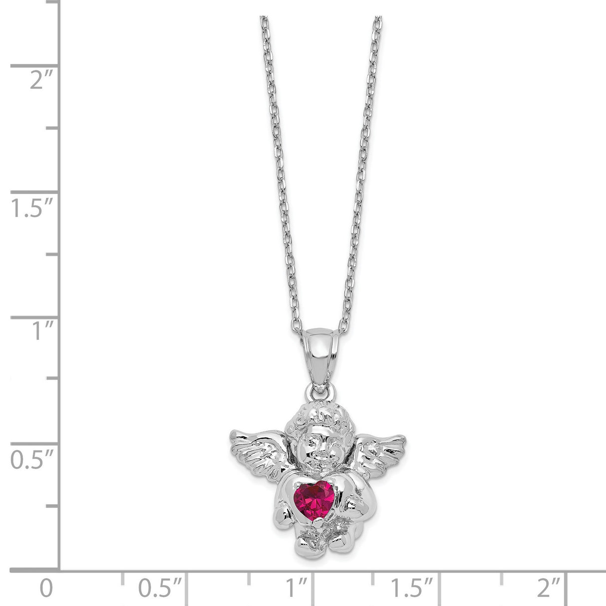 CZ July Birthstone Angel Ash Holder 18 inch Necklace Charm Pendant in Real 925 Sterling Silver