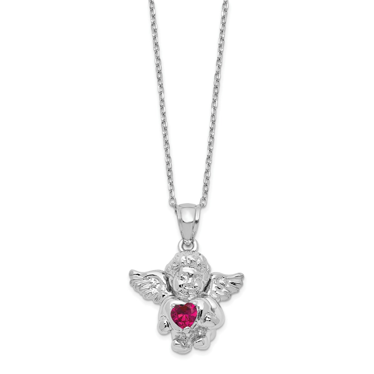 CZ July Birthstone Angel Ash Holder 18 inch Necklace Charm Pendant in Real 925 Sterling Silver