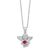 CZ July Birthstone Angel Ash Holder 18 inch Necklace Charm Pendant in Real 925 Sterling Silver