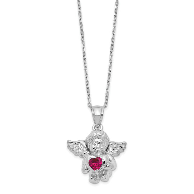 CZ July Birthstone Angel Ash Holder 18 inch Necklace Charm Pendant in Real 925 Sterling Silver