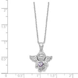 CZ June Birthstone Angel Ash Holder 18 inch Necklace Charm Pendant in Real 925 Sterling Silver