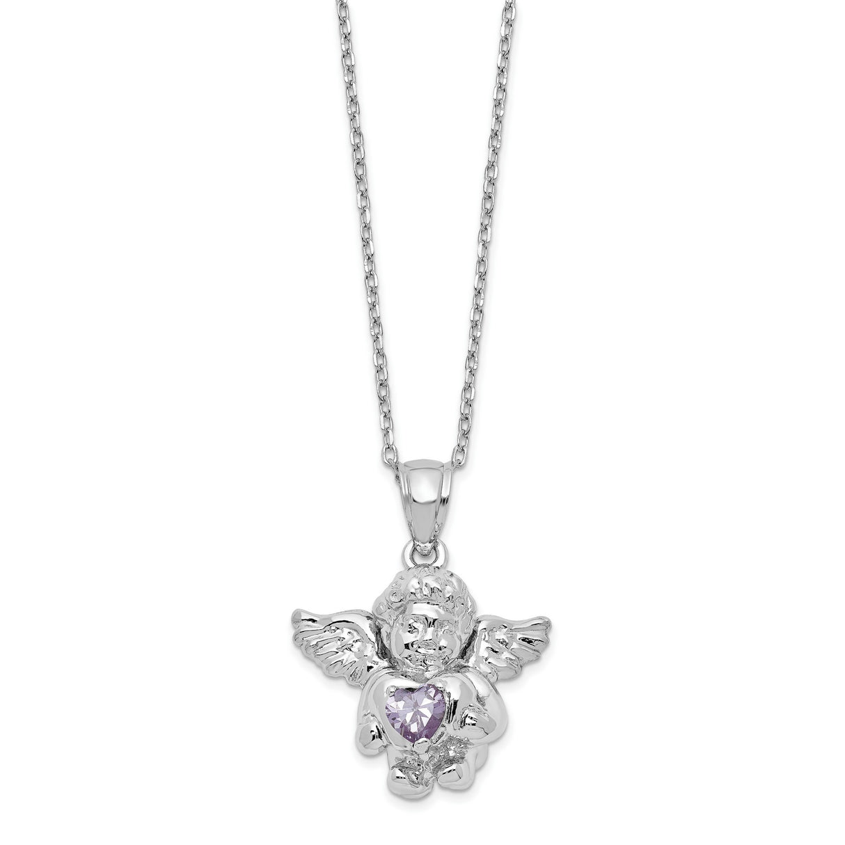 CZ June Birthstone Angel Ash Holder 18 inch Necklace Charm Pendant in Real 925 Sterling Silver