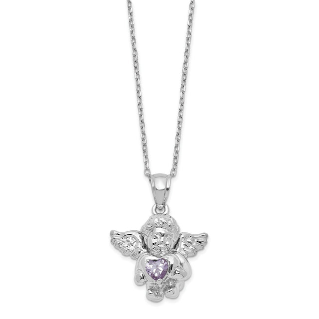 CZ June Birthstone Angel Ash Holder 18 inch Necklace Charm Pendant in Real 925 Sterling Silver