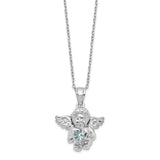 CZ Mar Birthstone Angel Ash Holder 18 inch Necklace Charm Pendant in Real 925 Sterling Silver