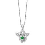 CZ May Birthstone Angel Ash Holder 18 inch Necklace Charm Pendant in Real 925 Sterling Silver