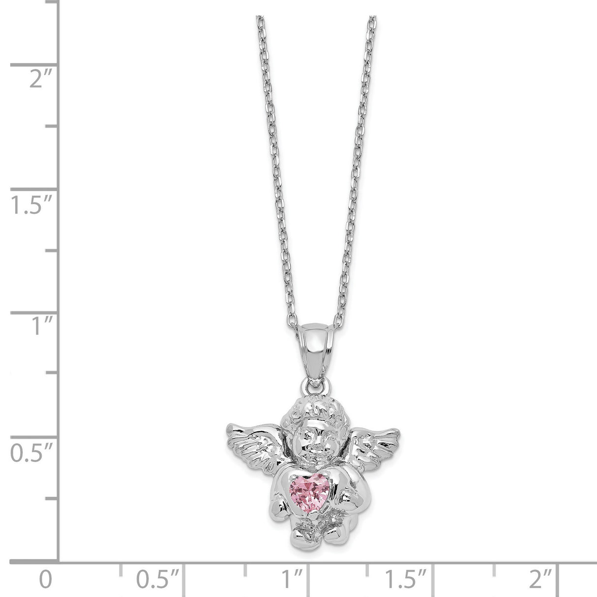 CZ Oct Birthstone Angel Ash Holder 18 inch Necklace Charm Pendant in Real 925 Sterling Silver