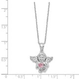 CZ Oct Birthstone Angel Ash Holder 18 inch Necklace Charm Pendant in Real 925 Sterling Silver