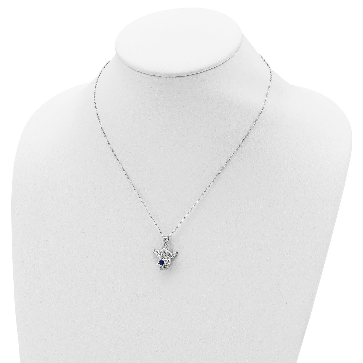 CZ Sept Birthstone Angel Ash Holder 18 inch Necklace Charm Pendant in Real 925 Sterling Silver