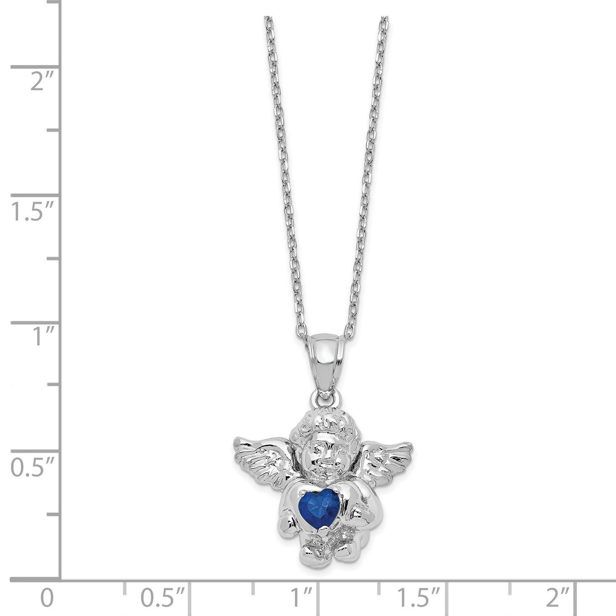 CZ Sept Birthstone Angel Ash Holder 18 inch Necklace Charm Pendant in Real 925 Sterling Silver