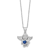 CZ Sept Birthstone Angel Ash Holder 18 inch Necklace Charm Pendant in Real 925 Sterling Silver