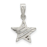 Sterling Silver Star Pendant with Cutout and Etched Detail, Celestial Minimalist Jewelry