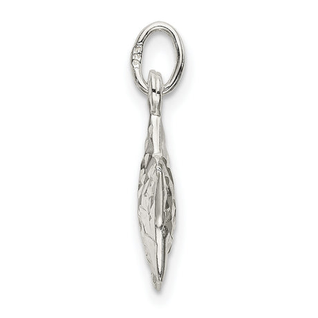 Sterling Silver Star Pendant Charm with Diamond-Cut Texture, Celestial Design