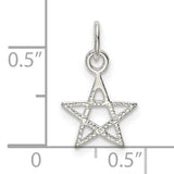 Sterling Silver Pentagram Pendant with Textured Five-Pointed Star, Wiccan Pagan Amulet for Women