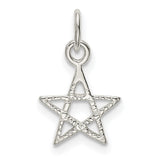 Sterling Silver Pentagram Pendant with Textured Five-Pointed Star, Wiccan Pagan Amulet for Women