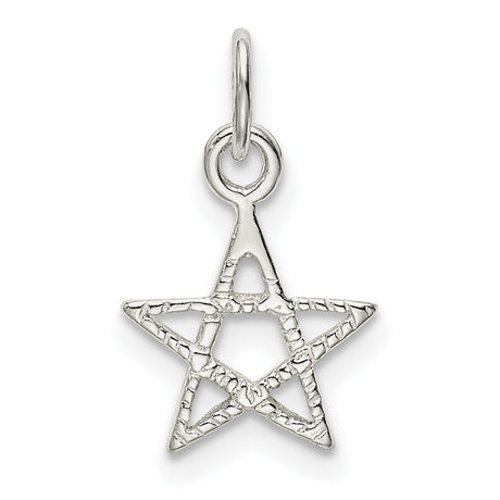 Sterling Silver Pentagram Pendant with Textured Five-Pointed Star, Wiccan Pagan Amulet for Women