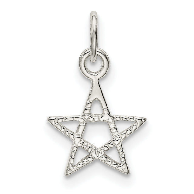 Sterling Silver Pentagram Pendant with Textured Five-Pointed Star, Wiccan Pagan Amulet for Women