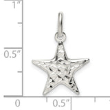 Sterling Silver Star Pendant, Diamond Cut Textured Five-Pointed Celestial Charm for Women or Unisex Wear