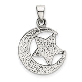 Sterling Silver Pendant with Moon and Star Design, Sentimental Celestial Jewelry for Women or Unisex