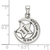 Sterling Silver Pendant with Moon and Star Design, Sentimental Celestial Jewelry for Women or Unisex