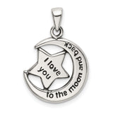 Sterling Silver Pendant with Moon and Star Design, Sentimental Celestial Jewelry for Women or Unisex