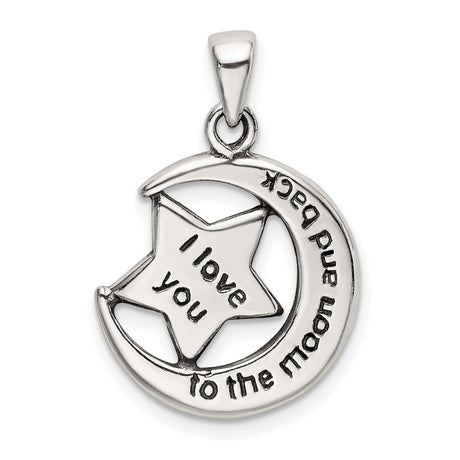 Sterling Silver Pendant with Moon and Star Design, Sentimental Celestial Jewelry for Women or Unisex