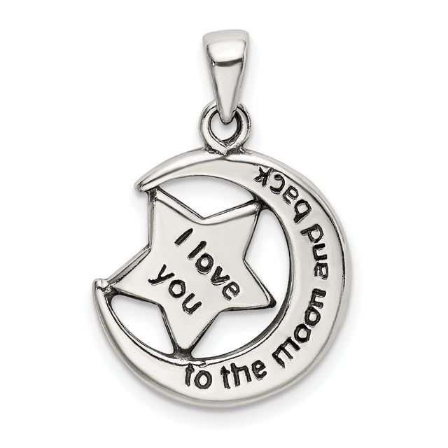 Sterling Silver Pendant with Moon and Star Design, Sentimental Celestial Jewelry for Women or Unisex