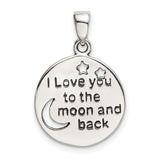 Sterling Silver Moon Pendant with Crescent and Star Cutouts, Love Message, Celestial Theme for Women