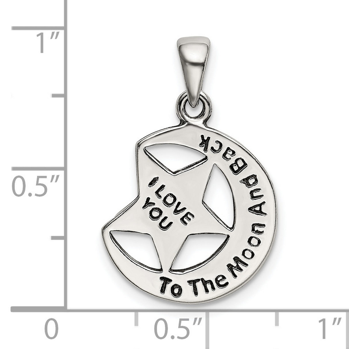 Sterling Silver Moon Pendant with Cutout Star, I Love You to the Moon and Back Theme