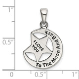 Sterling Silver Moon Pendant with Cutout Star, I Love You to the Moon and Back Theme