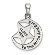 Sterling Silver Moon Pendant with Cutout Star, I Love You to the Moon and Back Theme