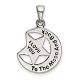 Sterling Silver Moon Pendant with Cutout Star, I Love You to the Moon and Back Theme