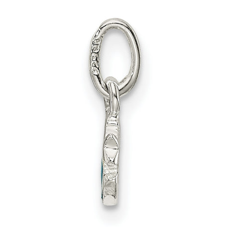 Sterling Silver Crescent Moon and Star Pendant with Blue Enamel Detailing, Celestial Charm