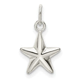 Sterling Silver Star Pendant Charm, Five-Point Polished Design, Celestial Astrology Theme